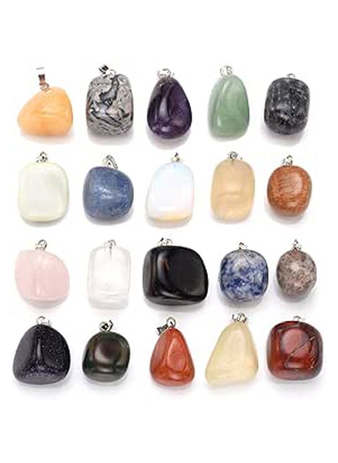 20pcs Chakra Tumbled Healing Crystal Quartz Stones Pendants