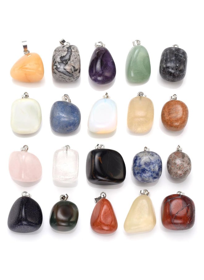 20pcs Chakra Tumbled Healing Crystal Quartz Stones Pendants