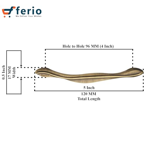 FERIO Kitchen Drawer Handle Antique Brass Bar Style/Pull Handle, Antique Brass Kitchen Cabinet Handles, Furniture Handle, Door and Drawer Handles (4" Inch, Pack of 10) - Image 2