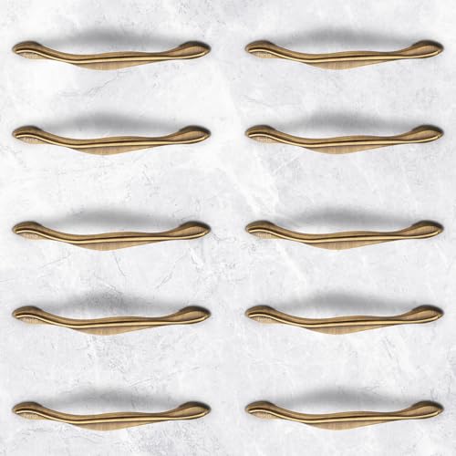 FERIO Kitchen Drawer Handle Antique Brass Bar Style/Pull Handle, Antique Brass Kitchen Cabinet Handles, Furniture Handle, Door and Drawer Handles (4" Inch, Pack of 10) - Image 1
