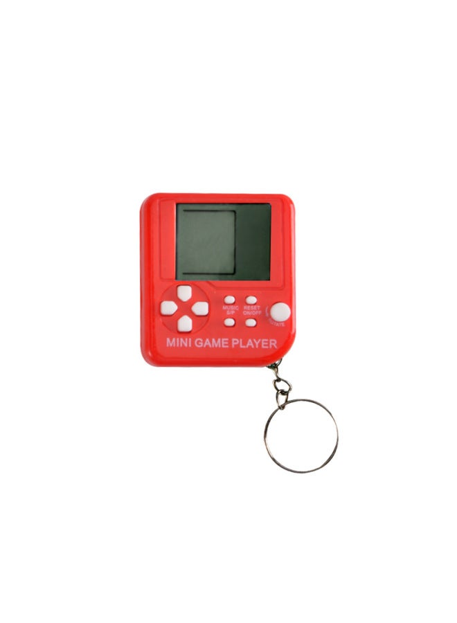 Mini Portable Game Console Toy Electronic Blocks Retro Classic Gift Keychain Toy Handheld Video Game Player Key Ring-Color:Macaroon Red  - Image 1