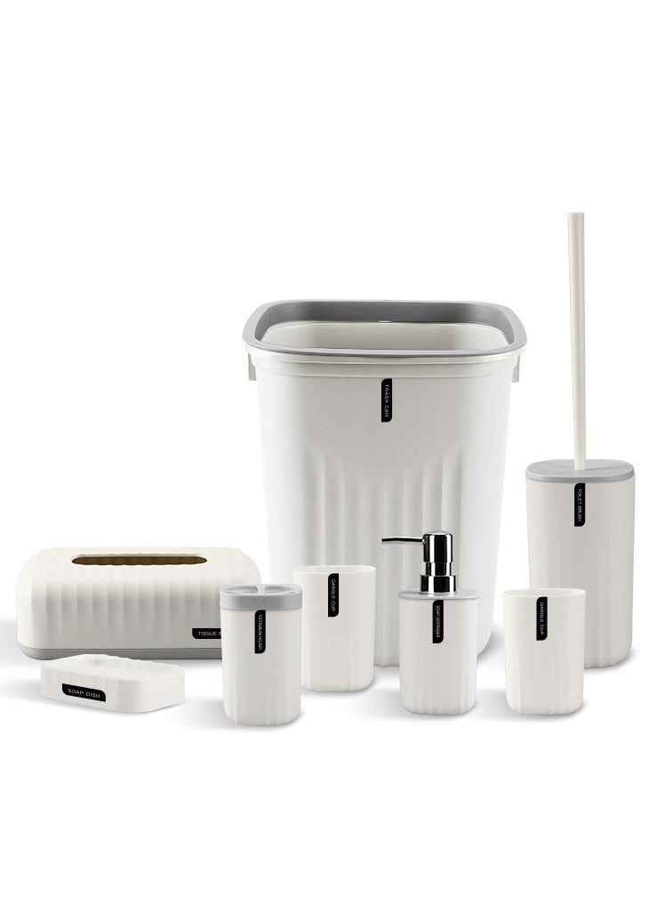 MIXDE 8-Piece Bathroom Accessories Set-White - Image 1