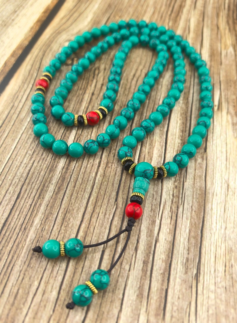Fianser Tasbih Turquoise 99 Prayer Beads 8mm Tasbeeh Muslim Islamic Handmade Exquisite Zikr Dua Arabic - Image 1