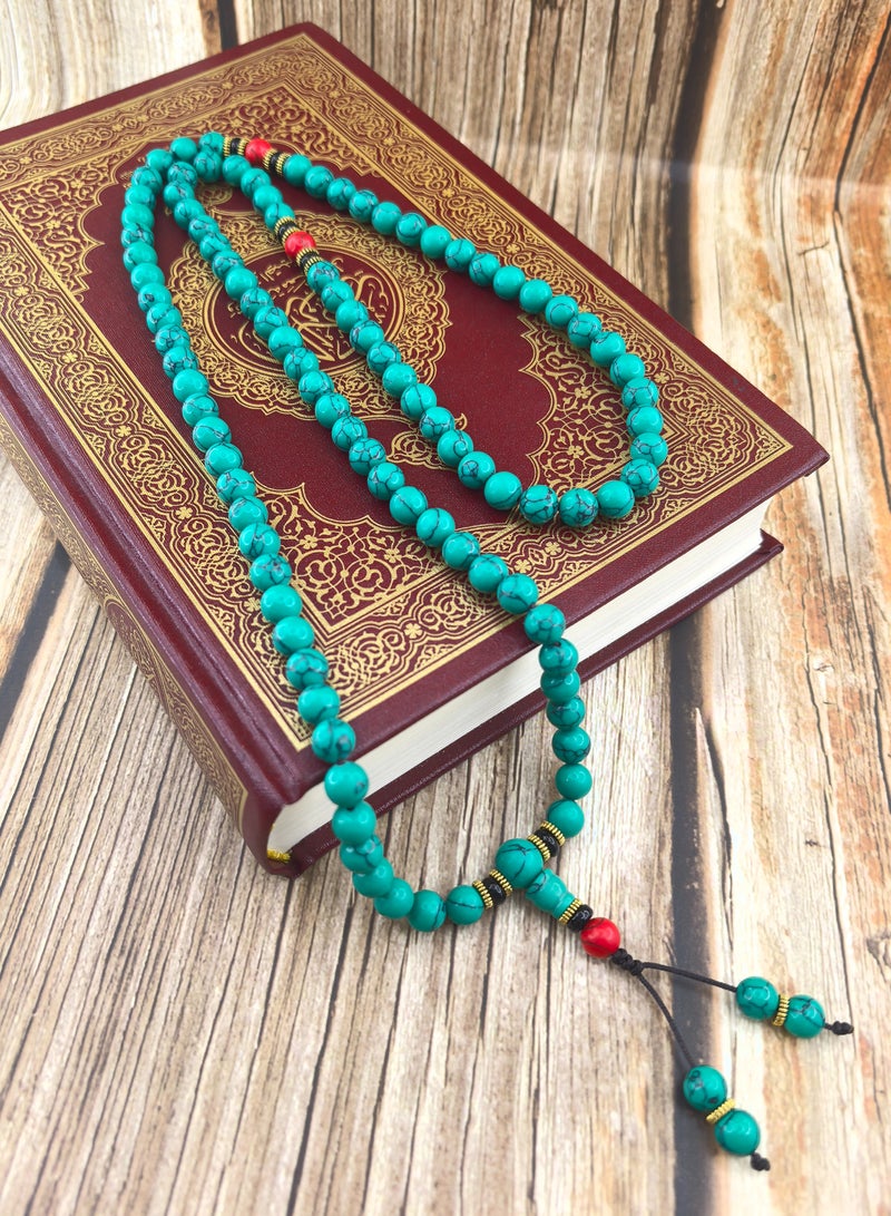 Fianser Tasbih Turquoise 99 Prayer Beads 8mm Tasbeeh Muslim Islamic Handmade Exquisite Zikr Dua Arabic - Image 2