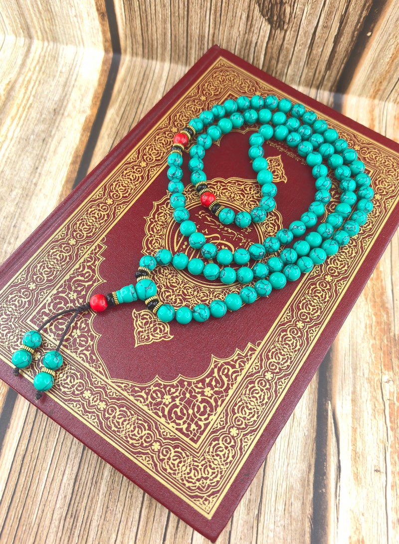 Fianser Tasbih Turquoise 99 Prayer Beads 8mm Tasbeeh Muslim Islamic Handmade Exquisite Zikr Dua Arabic - Image 3