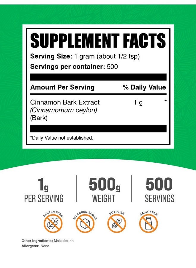 BulkSupplements.com Cinnamon Bark Extract Powder - Ceylon Cinnamon Supplement, Herbal Supplement - Vegan & Gluten Free, 1g per Serving, 500g (1.1 lbs) (Pack of 1) - Image 2