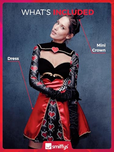 Smiffys Fever Queen of Hearts Costume Black S US Size 68 - Image 3