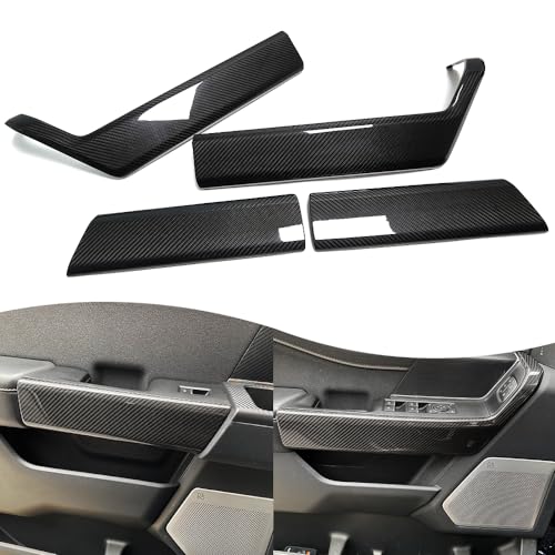 Jogon Carbon Fiber Inner Door Armrest Panel Trim for Ford F150 Raptor Tremor Lariat Limited Platinum XLT King Ranch 2021 2022 2023 2024 2025 2026 Front Rear Side Handle Overlays Glossy CF - Image 1