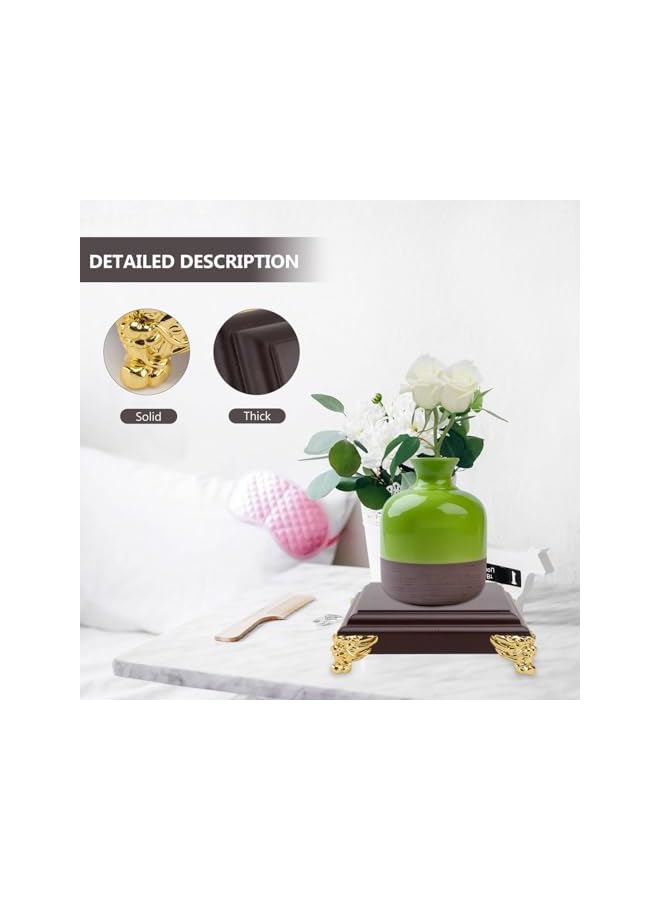 The Bros Wooden Square Buddha Statue Stand – Vintage Worship Table Pedestal for Flower Pot, Table Lamp, Teapot & Craft Display - Image 4