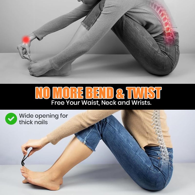 May Create ® Nail Clipper for Seniors Toe Nail Clipper and Filer Thick Stainless Steel Bended Wide Open Spring Loaded Design Travel Set with Storage Box - Image 4