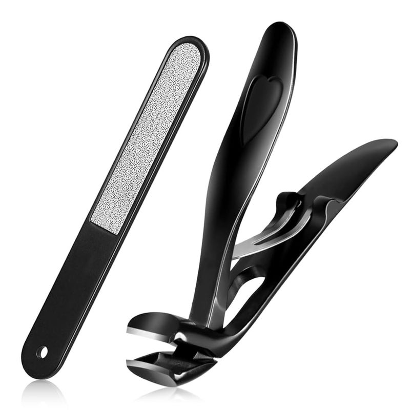 May Create ® Nail Clipper for Seniors Toe Nail Clipper and Filer Thick Stainless Steel Bended Wide Open Spring Loaded Design Travel Set with Storage Box - Image 1