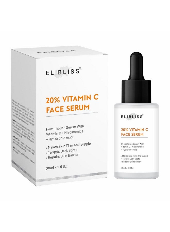 ELIBLISS 20% Vitamin C Face Serum with Niacinamide and Hyaluronic Acid, Anti-Dark Spots, Skin Firming, 30ml - Image 1