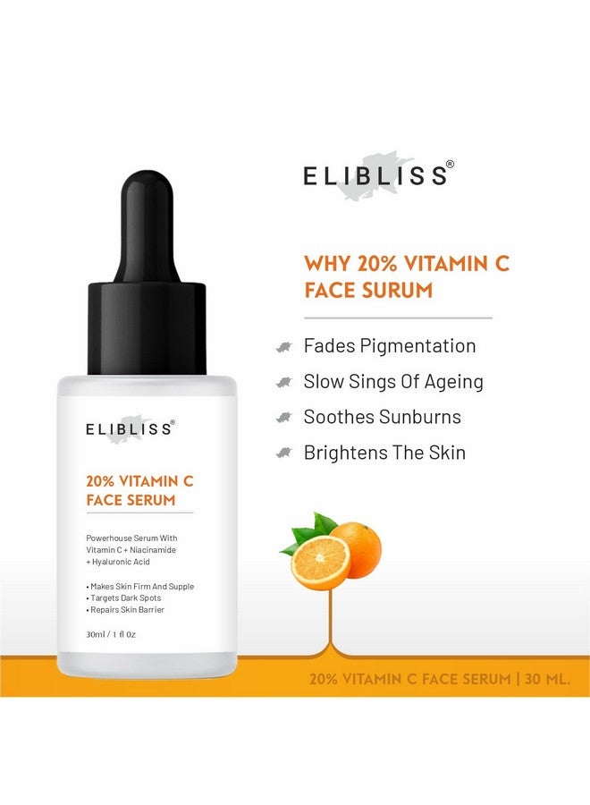 ELIBLISS 20% Vitamin C Face Serum with Niacinamide and Hyaluronic Acid, Anti-Dark Spots, Skin Firming, 30ml - Image 3