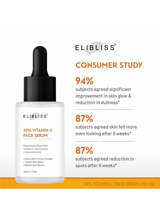 ELIBLISS 20% Vitamin C Face Serum with Niacinamide and Hyaluronic Acid, Anti-Dark Spots, Skin Firming, 30ml - Image 4