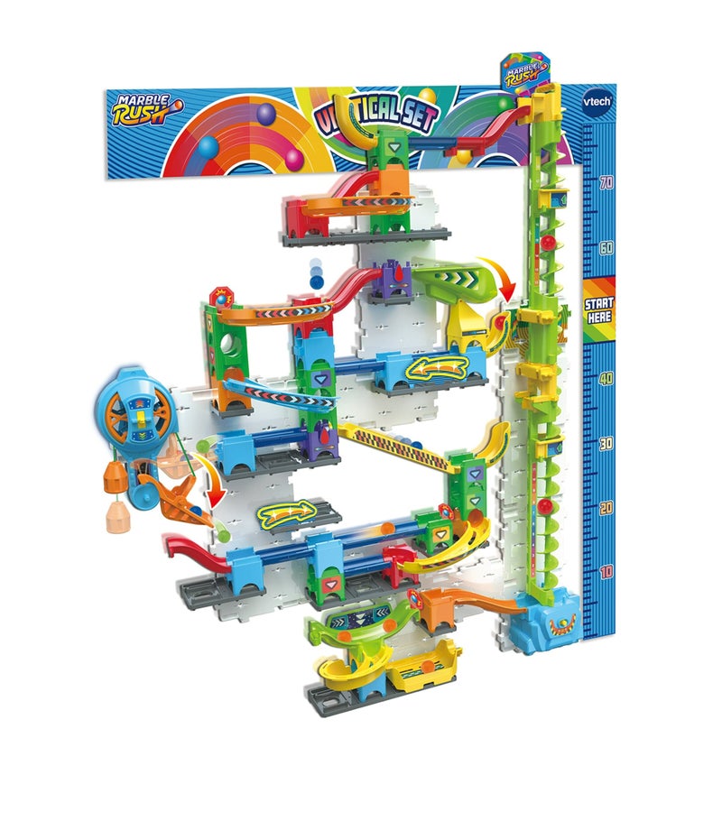 VTech Marble Rush Free Fall Vertical Set with Motorized Lift, 84 Pieces & 10 Marbles - Image 1