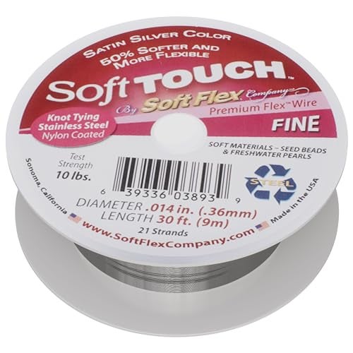 Soft Flex 21 Strand Stringing Wire - Flexible Braided - Fine 0.14 Diameter - Jewelry Making Bead Wire - Satin Silver - Image 1