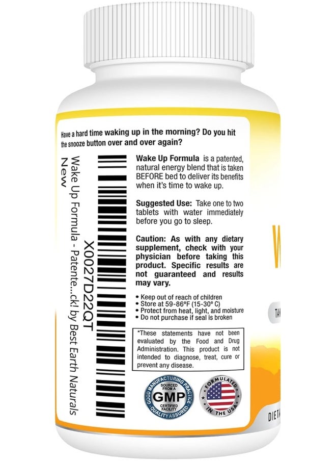 Best Earth Naturals - Wake Up Formula, Supplement Taken At Bedtime And Works While You Sleep For Delayed Time Release Energy In Morning. Alternative To Coffee And Morning Alarm Clock 40 Count - Image 1