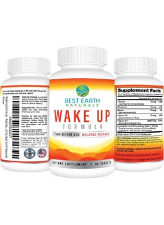 Best Earth Naturals Wake Up Formula, Supplement Taken At Bedtime And Works While You Sleep For Delayed Time Release Energy In Morning. Alternative To Coffee And Morning Alarm Clock 40 Count  - Image 2