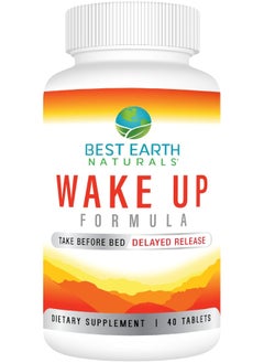 Best Earth Naturals Wake Up Formula, Supplement Taken At Bedtime And Works While You Sleep For Delayed Time Release Energy In Morning. Alternative To Coffee And Morning Alarm Clock 40 Count  - Image 1