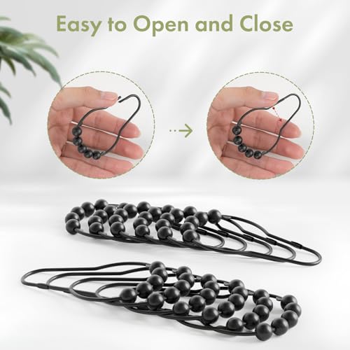 Amazer Black Shower Curtain Hooks, Amazer Shower Curtain Hooks, Shower Hooks for Shower Curtain, Decorative Shower Curtain Hooks Rust Proof Stainless Steel Shower Curtain Hooks Set of 12 - Image 5