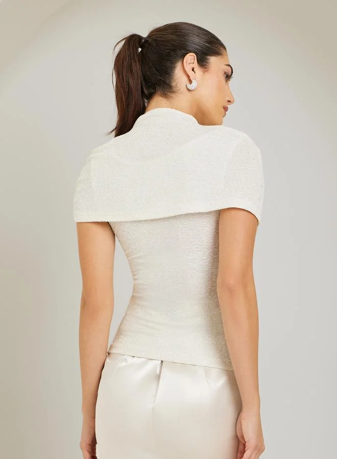 Styli  Women Off-White Textured Knit Top for Women | Best Price UAE