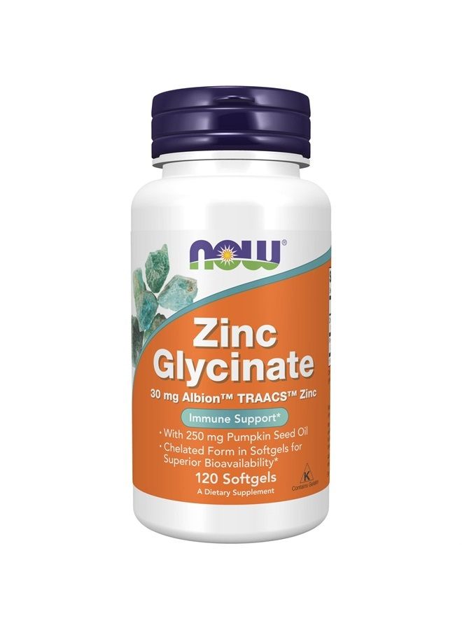 now Supplements, Zinc Glycinate with 250 mg Pumpkin Seed Oil, Supports Prostate Health*, 120 Softgels (Packaging May Vary) - Image 1