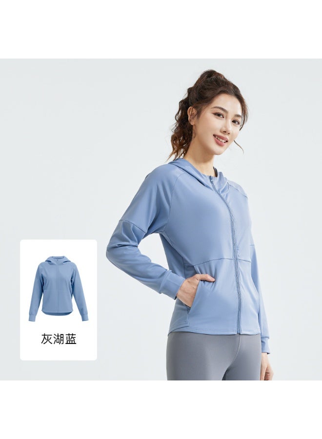 Autumn Spring Women Sport Jacket Zipper Loose Yoga Sports Hoodies Long Sleeves Running Jacket Gym Workout Hooded Tops Sweatshirt - Image 1