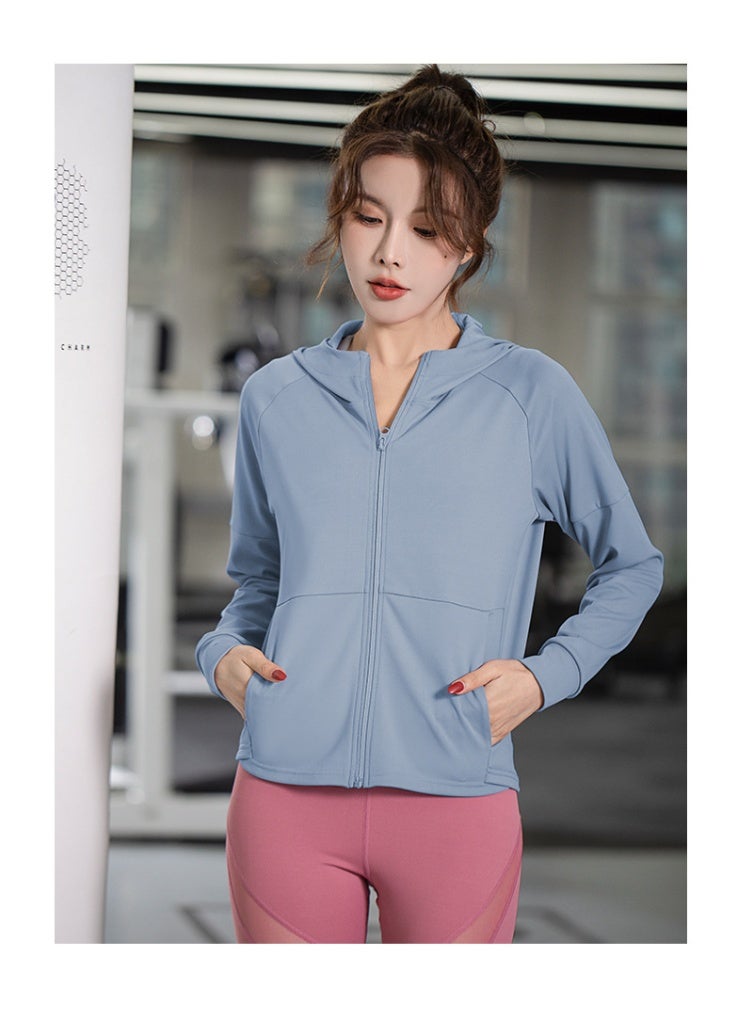 Autumn Spring Women Sport Jacket Zipper Loose Yoga Sports Hoodies Long Sleeves Running Jacket Gym Workout Hooded Tops Sweatshirt - Image 2