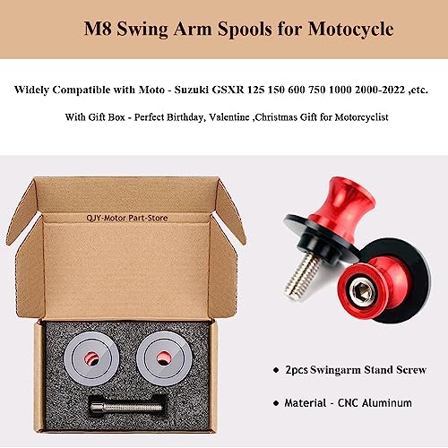 FREAXLL 2pcs M8*1.5 Motorcycle Swing Arm Sliders Spools 8mm for Suzuki GSXR 600 750 1992-2024 GSX-R 1000 2001-2024 GSXS 600 750 1000 GSX-8R GSX-8S 2023-BRed - Image 5