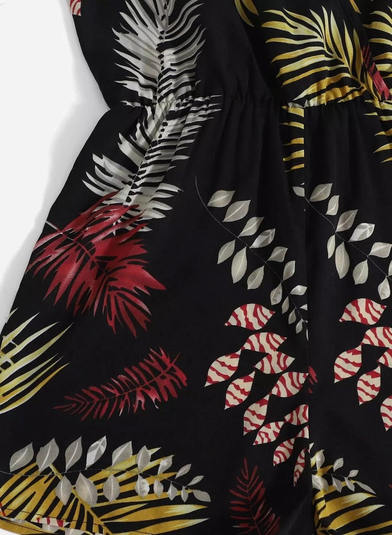 Surplice Neck Tropical Print Slip Romper - Image 5
