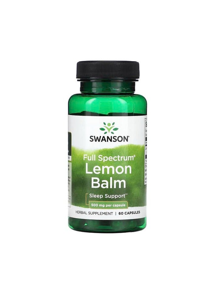SWANSON Full Spectrum Lemon Balm, 500 mg, 60 Capsules
