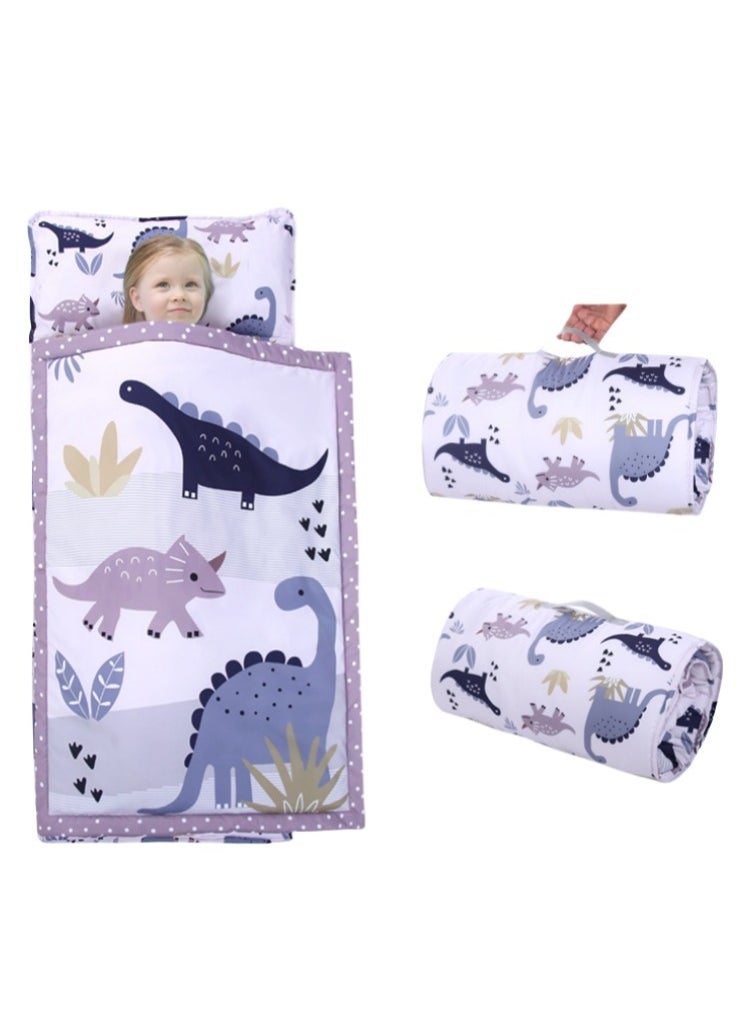 XiuWoo Cotton fabric Toddler Nap Mat, Foldable Design Comfortable nap mats with Removable Pillow for Preschool, Lightweight Portable Travel Sleeping Bag for Kids  - Image 1