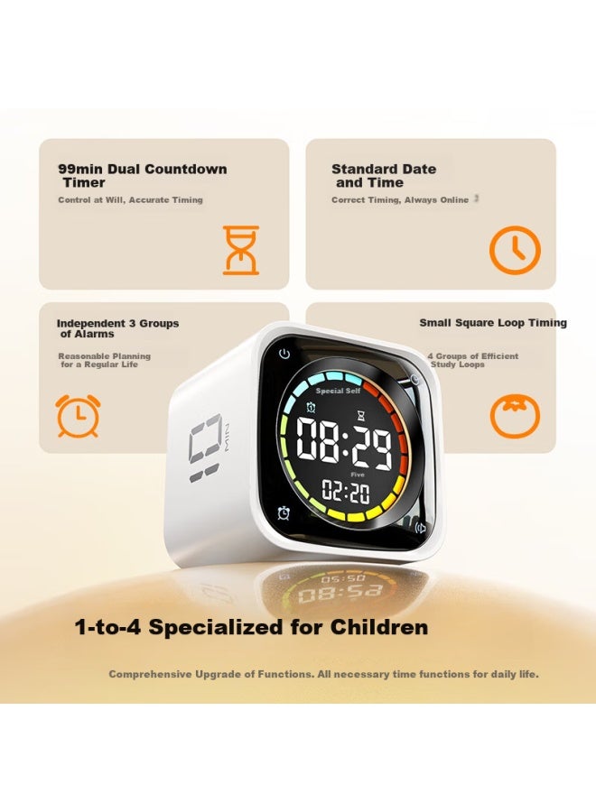 Llano Flip Timer Learning Four-In-One Time Manager Children'S Smart Alarm Clock Countdown Reminder Student Self-Discipline Artifact Special Wake-Up Timer Time Square Tk3 - Image 2