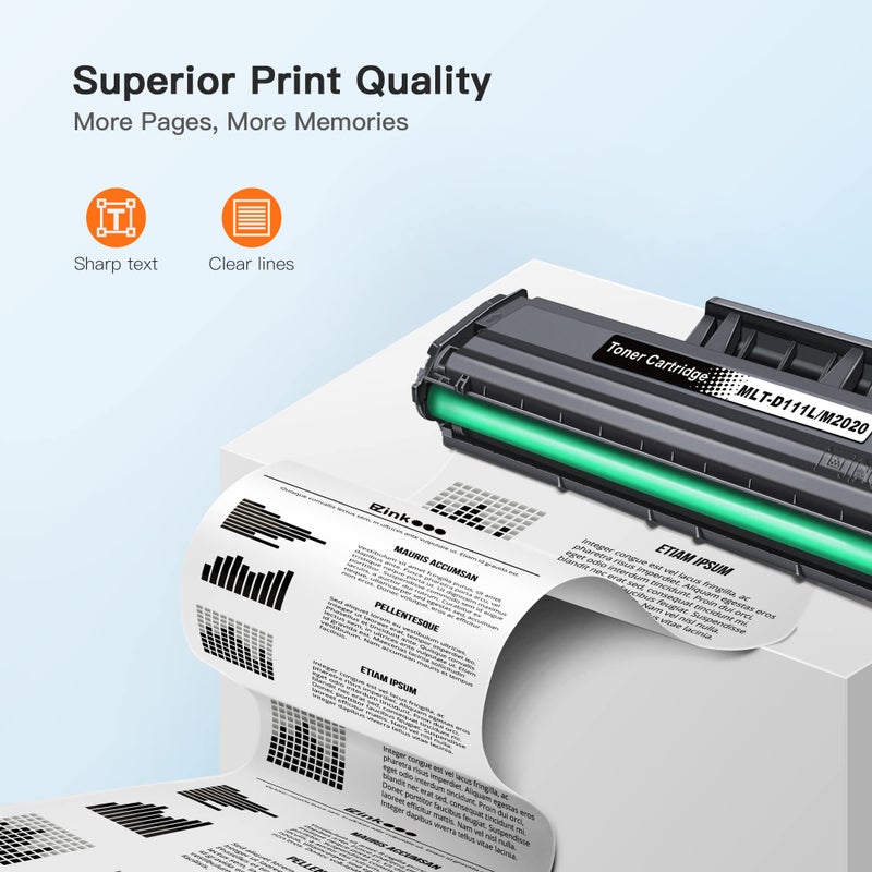 E-Z Ink Compatible MLT-D111S Toner Cartridge High Yield Replacement for Samsung 111S 111L MLT-D111S MLT-D111L to use with Samsung Xpress M2020W M2022W M2024W M2070FW M2070W Printer (Black, 1 Pack) - Image 2