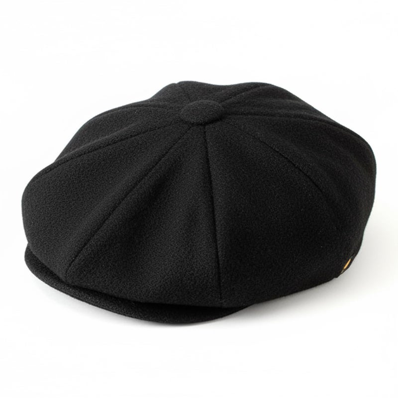 Biddy Murphy Irish Donegal Tweed Cap 100% Wool Flat Cap Traditional 8 Piece with Button Fastening, Black Medium - Image 1