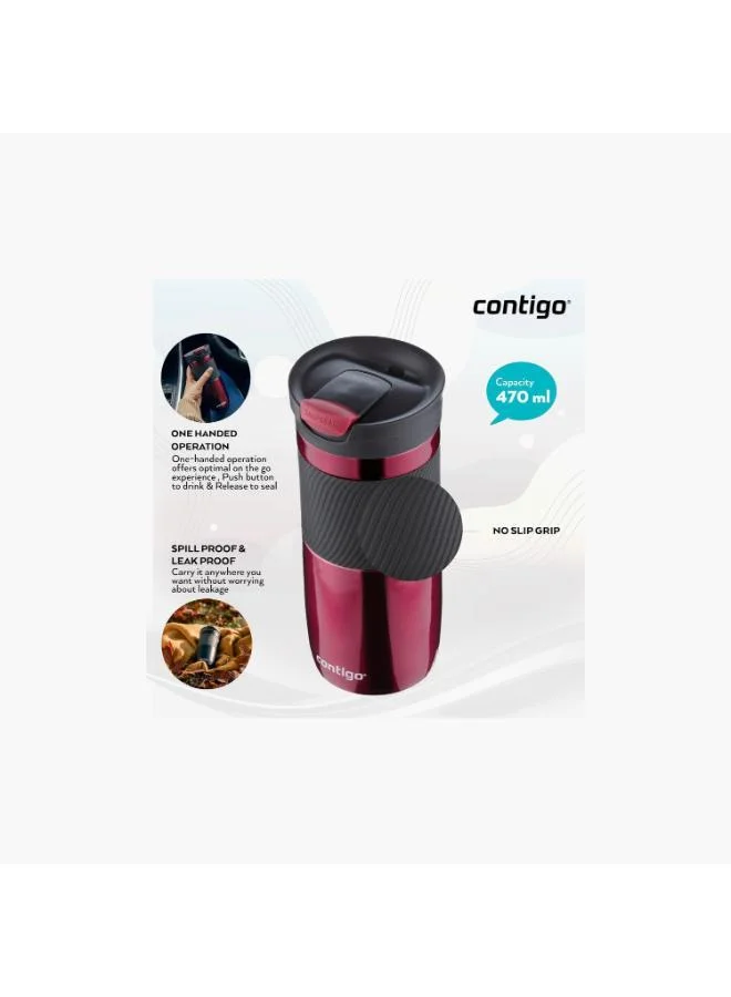 كونتيجو Contigo Plain Stainless Steel Travel Mug with Snap Spout and Leak Resistant Design - 470 ml