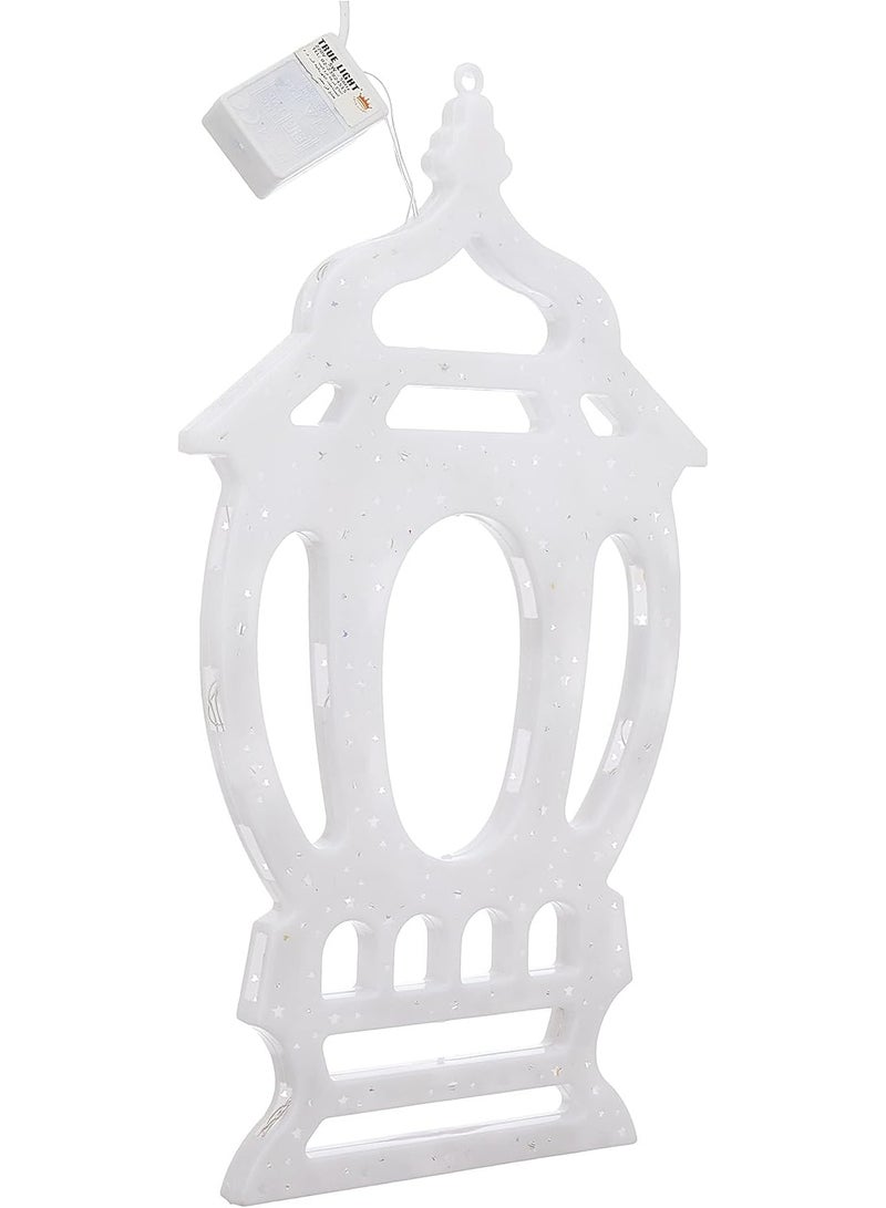 Plastic Ramadan Lantern 40cm , Electric Ramadan Fanous with Colorful LED Lights, Multicolor Decorative Lantern for Home Wall Ramadan Decoration, 9V - Image 1