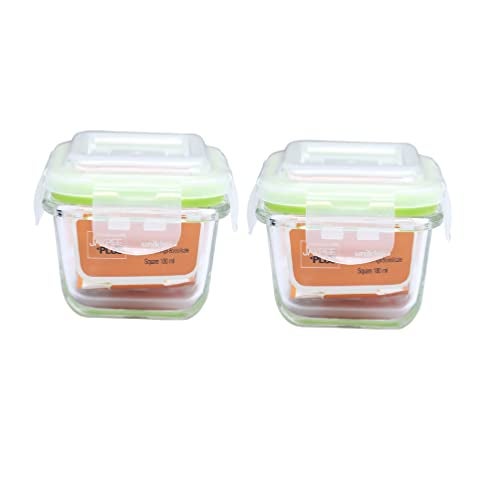 Jaypee Plus Klaro Square 180ML Glass Storange Container Transparent (Pack Of 2) - Image 1