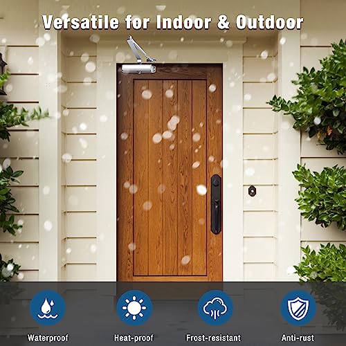 Ougourim Door Closers Commercial Heavy Duty Automatic Door Closer Residential Grade 3 Spring Hydraulic Door Closer Silver Aluminium - Image 5