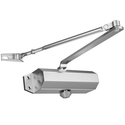 Ougourim Door Closers Commercial Heavy Duty Automatic Door Closer Residential Grade 3 Spring Hydraulic Door Closer Silver Aluminium - Image 1