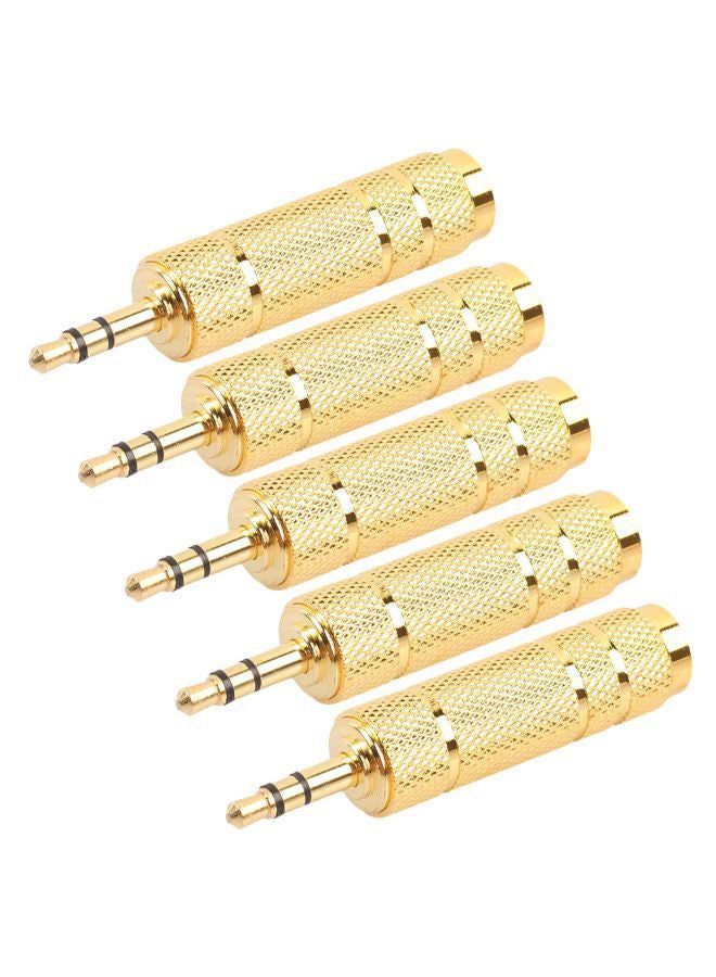 NIBEMINENT 5-Piece Of Male Stereo Audio Adapter Headphone Jack Set Gold  - Image 1