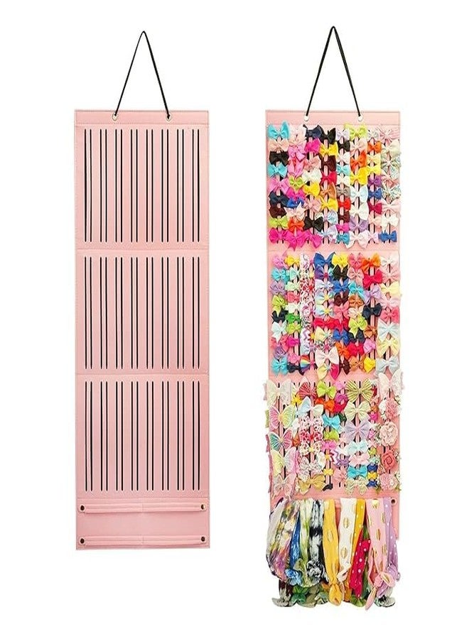 SGABANI 3-Layer Baby Girl Hair Bows Holder, Hair Clips Storage Hanger for Ribbons, Hair Bows Organizer, Baby Hair Clip Storage Display Sturdy Stand, Wall Hanging for Girl Room (Pink, Large) - Image 1