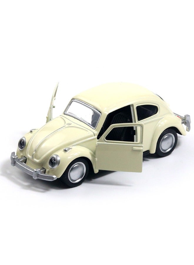1:36 Classic Beetle Car Model, Alloy Model Car Toy, Vintage Mini Pull Back Car Model Toy for Gift/Kids ( 12X4.5X4.5cm, Beige)  - Image 1