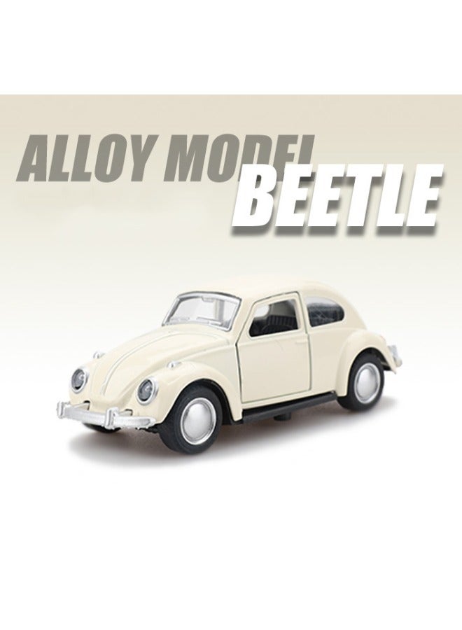 1:36 Classic Beetle Car Model, Alloy Model Car Toy, Vintage Mini Pull Back Car Model Toy for Gift/Kids ( 12X4.5X4.5cm, Beige)  - Image 2