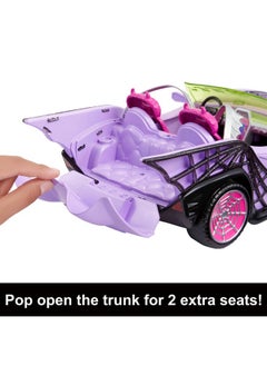MONSTER HIGH Toy Car, Ghoul Mobile With Pet & Cooler Accessories, Purple Doll-Sized Convertible With Spiderweb Details  - Image 3