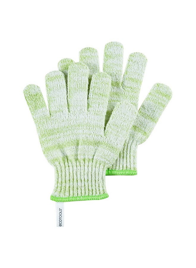 Ecotools Bath & Shower Gloves, Recycled Netting, Exfoliating, Gentle Cleansing For Whole Body, Fits All Hands, Green, 1 Pair - Image 3