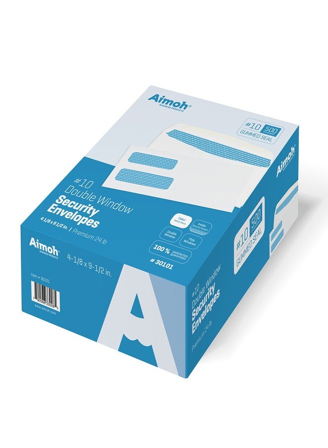Aimoh 500#10 Double Window Security Business Mailing Envelopes - for Invoices, Statements and Legal Documents - GUMMED Closure, Security Tinted - Size 4-1/8 x 9-1/2 - White - 24 LB - 500 Count (30101) - Image 5