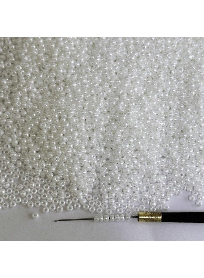 EmbroideryMaterial 11/0 Glass Stone Pearls, White Seed Beads, Raw Materials for Making Toran, Beads for Jewellery Making, Bag Decoration, Embroidery, Craft - White Muthyalu (2MM/100 Grams) - Image 4