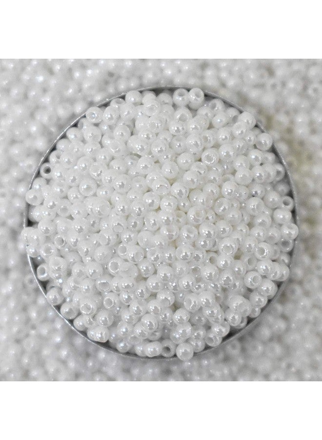 EmbroideryMaterial 11/0 Glass Stone Pearls, White Seed Beads, Raw Materials for Making Toran, Beads for Jewellery Making, Bag Decoration, Embroidery, Craft - White Muthyalu (2MM/100 Grams) - Image 1
