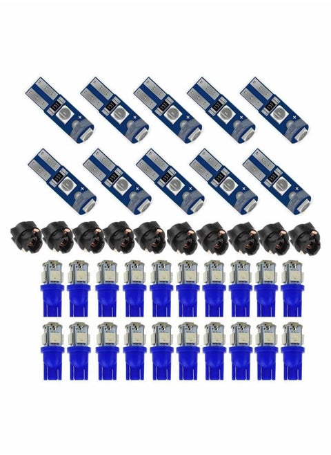 20 Pack Replacement Led Bulb Dash Lights 3SMD Super Bright T5 2721 37 286 Wedge PC74 Twist Socket Automotive Instrument Panel Gauge Light Kits Cluster Shift Indicator Interior Bulbs